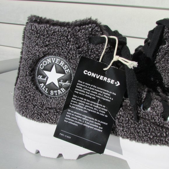 Converse Chuck Taylor All Star HighTop Gray Sherpa Platform Lugged Woman 7 NWT - Picture 9 of 11